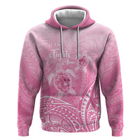 Personalised Polynesia Breast Cancer Awareness Zip Hoodie No One Fights Alone Turtle Ribbon - Pink Version LT14 Pullover Hoodie Pink - Polynesian Pride