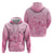 Personalised Polynesia Breast Cancer Awareness Zip Hoodie No One Fights Alone Turtle Ribbon - Pink Version