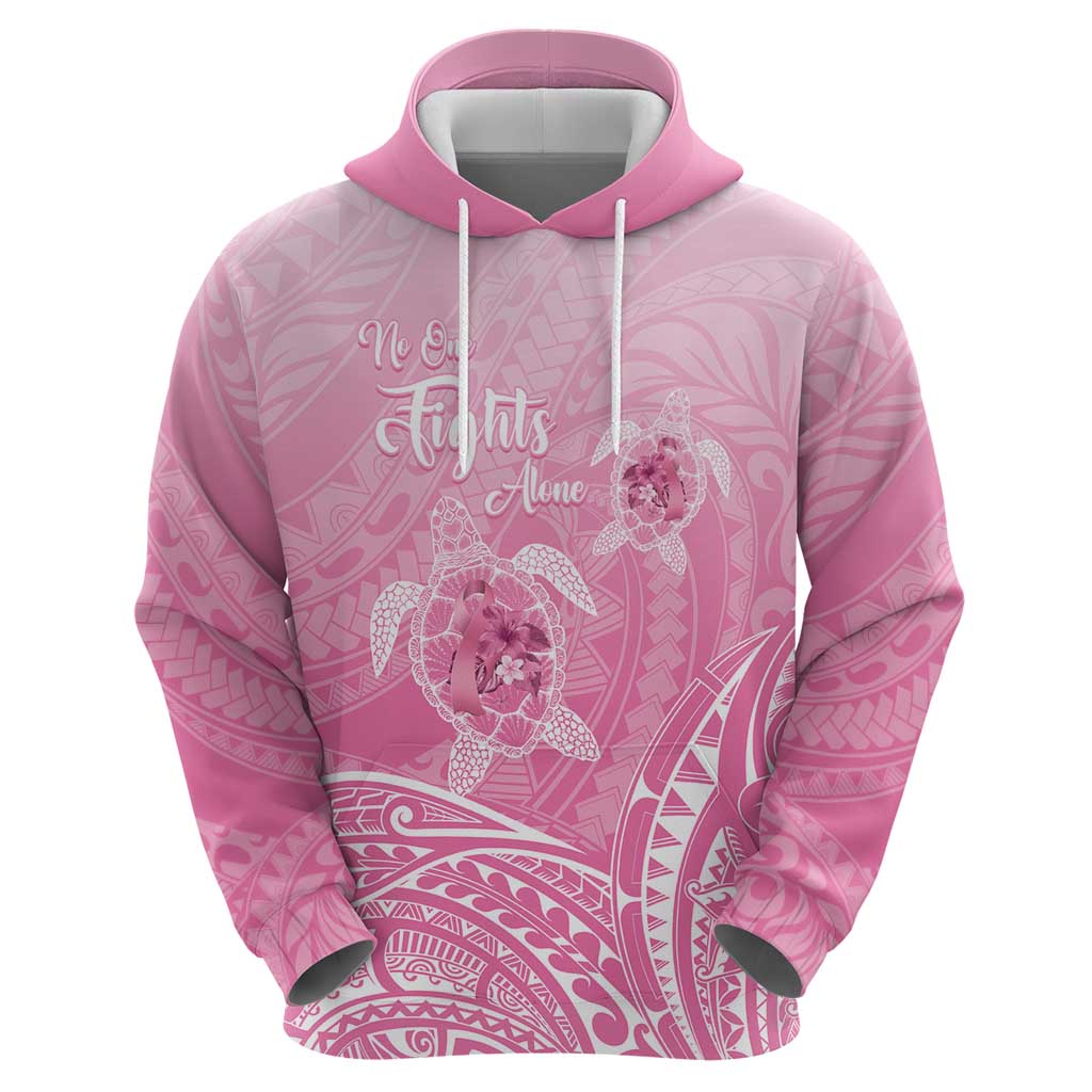 Personalised Polynesia Breast Cancer Awareness Zip Hoodie No One Fights Alone Turtle Ribbon - Pink Version LT14 - Polynesian Pride