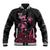 Personalised Polynesia Breast Cancer Awareness Baseball Jacket No One Fights Alone Turtle Ribbon - Black Version