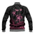 Personalised Polynesia Breast Cancer Awareness Baseball Jacket No One Fights Alone Turtle Ribbon - Black Version