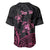 Personalised Polynesia Breast Cancer Awareness Baseball Jersey No One Fights Alone Turtle Ribbon - Black Version