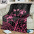 Personalised Polynesia Breast Cancer Awareness Blanket No One Fights Alone Turtle Ribbon - Black Version