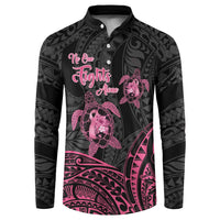 Personalised Polynesia Breast Cancer Awareness Button Sweatshirt No One Fights Alone Turtle Ribbon - Black Version LT14 Black - Polynesian Pride