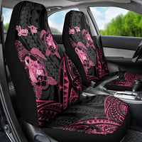 Personalised Polynesia Breast Cancer Awareness Car Seat Cover No One Fights Alone Turtle Ribbon - Black Version LT14 - Polynesian Pride