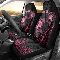 Personalised Polynesia Breast Cancer Awareness Car Seat Cover No One Fights Alone Turtle Ribbon - Black Version LT14 - Polynesian Pride