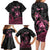 Personalised Polynesia Breast Cancer Awareness Family Matching Long Sleeve Bodycon Dress and Hawaiian Shirt No One Fights Alone Turtle Ribbon - Black Version