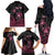 Personalised Polynesia Breast Cancer Awareness Family Matching Off The Shoulder Long Sleeve Dress and Hawaiian Shirt No One Fights Alone Turtle Ribbon - Black Version