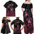 Personalised Polynesia Breast Cancer Awareness Family Matching Off Shoulder Maxi Dress and Hawaiian Shirt No One Fights Alone Turtle Ribbon - Black Version