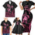 Personalised Polynesia Breast Cancer Awareness Family Matching Short Sleeve Bodycon Dress and Hawaiian Shirt No One Fights Alone Turtle Ribbon - Black Version