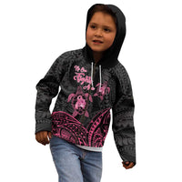 Personalised Polynesia Breast Cancer Awareness Kid Hoodie No One Fights Alone Turtle Ribbon - Black Version LT14 - Polynesian Pride