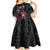 Personalised Polynesia Breast Cancer Awareness Kid Short Sleeve Dress No One Fights Alone Turtle Ribbon - Black Version