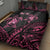 Personalised Polynesia Breast Cancer Awareness Quilt Bed Set No One Fights Alone Turtle Ribbon - Black Version