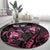 Personalised Polynesia Breast Cancer Awareness Round Carpet No One Fights Alone Turtle Ribbon - Black Version