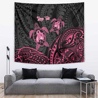 Personalised Polynesia Breast Cancer Awareness Tapestry No One Fights Alone Turtle Ribbon - Black Version LT14 Black - Polynesian Pride