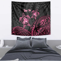 Personalised Polynesia Breast Cancer Awareness Tapestry No One Fights Alone Turtle Ribbon - Black Version LT14 - Polynesian Pride