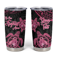 Personalised Polynesia Breast Cancer Awareness Tumbler Cup No One Fights Alone Turtle Ribbon - Black Version LT14 Black - Polynesian Pride