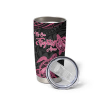 Personalised Polynesia Breast Cancer Awareness Tumbler Cup No One Fights Alone Turtle Ribbon - Black Version LT14 - Polynesian Pride