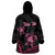 Personalised Polynesia Breast Cancer Awareness Wearable Blanket Hoodie No One Fights Alone Turtle Ribbon - Black Version