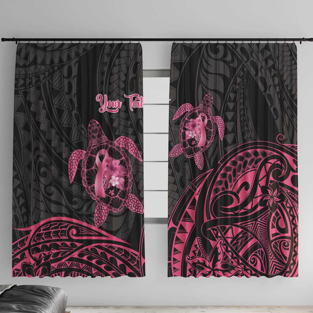 Personalised Polynesia Breast Cancer Awareness Window Curtain No One Fights Alone Turtle Ribbon - Black Version