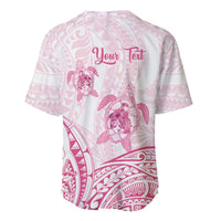 Personalised Polynesia Breast Cancer Awareness Baseball Jersey No One Fights Alone Turtle Ribbon - White Version LT14 - Polynesian Pride