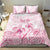 Personalised Polynesia Breast Cancer Awareness Bedding Set No One Fights Alone Turtle Ribbon - White Version