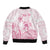 Personalised Polynesia Breast Cancer Awareness Bomber Jacket No One Fights Alone Turtle Ribbon - White Version