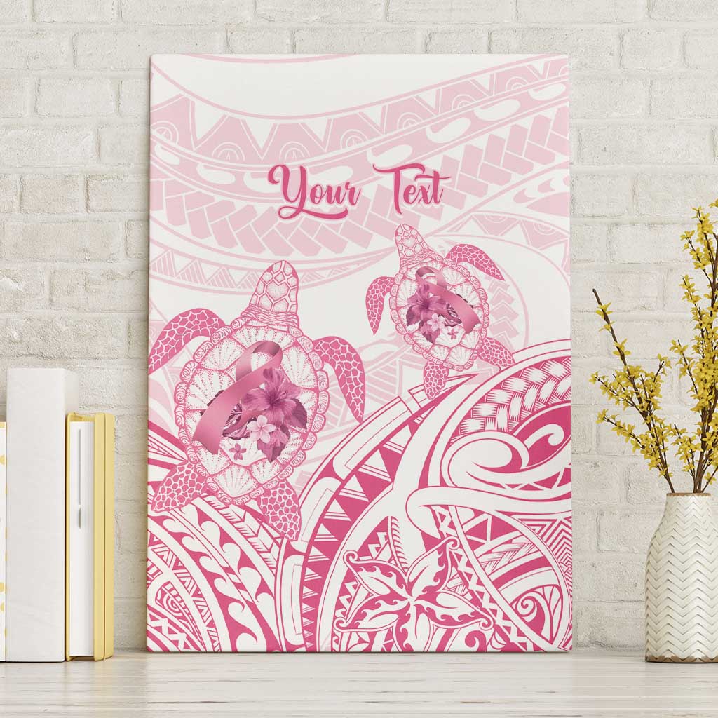 Personalised Polynesia Breast Cancer Awareness Canvas Wall Art No One Fights Alone Turtle Ribbon - White Version LT14 Without Frame White - Polynesian Pride
