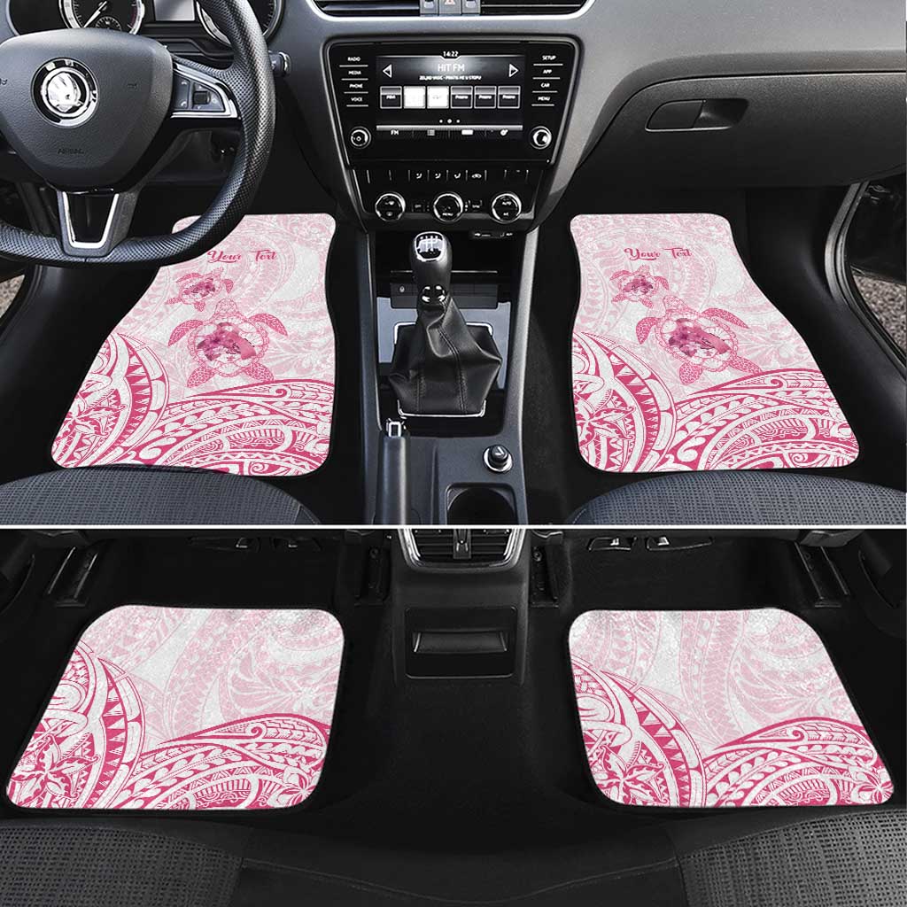 Personalised Polynesia Breast Cancer Awareness Car Mats No One Fights Alone Turtle Ribbon - White Version LT14 Set 4pcs White - Polynesian Pride