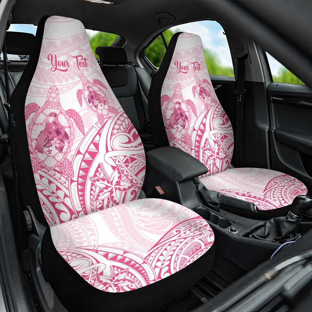 Personalised Polynesia Breast Cancer Awareness Car Seat Cover No One Fights Alone Turtle Ribbon - White Version LT14 One Size White - Polynesian Pride