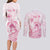 Personalised Polynesia Breast Cancer Awareness Couples Matching Long Sleeve Bodycon Dress and Long Sleeve Button Shirt No One Fights Alone Turtle Ribbon - White Version