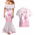 Personalised Polynesia Breast Cancer Awareness Couples Matching Mermaid Dress and Hawaiian Shirt No One Fights Alone Turtle Ribbon - White Version