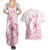 Personalised Polynesia Breast Cancer Awareness Couples Matching Summer Maxi Dress and Hawaiian Shirt No One Fights Alone Turtle Ribbon - White Version