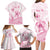 Personalised Polynesia Breast Cancer Awareness Family Matching Long Sleeve Bodycon Dress and Hawaiian Shirt No One Fights Alone Turtle Ribbon - White Version