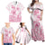 Personalised Polynesia Breast Cancer Awareness Family Matching Off Shoulder Maxi Dress and Hawaiian Shirt No One Fights Alone Turtle Ribbon - White Version