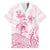 Personalised Polynesia Breast Cancer Awareness Family Matching Short Sleeve Bodycon Dress and Hawaiian Shirt No One Fights Alone Turtle Ribbon - White Version