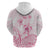 Personalised Polynesia Breast Cancer Awareness Hoodie No One Fights Alone Turtle Ribbon - White Version