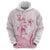 Personalised Polynesia Breast Cancer Awareness Hoodie No One Fights Alone Turtle Ribbon - White Version