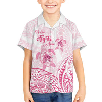 Personalised Polynesia Breast Cancer Awareness Kid Hawaiian Shirt No One Fights Alone Turtle Ribbon - White Version LT14 Kid White - Polynesian Pride