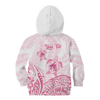 Personalised Polynesia Breast Cancer Awareness Kid Hoodie No One Fights Alone Turtle Ribbon - White Version LT14 - Polynesian Pride