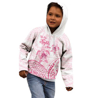 Personalised Polynesia Breast Cancer Awareness Kid Hoodie No One Fights Alone Turtle Ribbon - White Version LT14 - Polynesian Pride