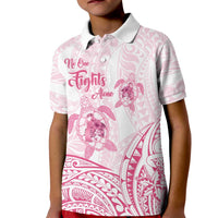 Personalised Polynesia Breast Cancer Awareness Kid Polo Shirt No One Fights Alone Turtle Ribbon - White Version LT14 Kid White - Polynesian Pride