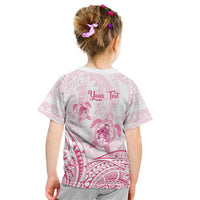 Personalised Polynesia Breast Cancer Awareness Kid T Shirt No One Fights Alone Turtle Ribbon - White Version LT14 - Polynesian Pride