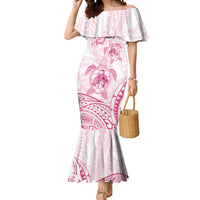 Personalised Polynesia Breast Cancer Awareness Mermaid Dress No One Fights Alone Turtle Ribbon - White Version LT14 Women White - Polynesian Pride