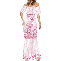 Personalised Polynesia Breast Cancer Awareness Mermaid Dress No One Fights Alone Turtle Ribbon - White Version LT14 - Polynesian Pride