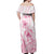 Personalised Polynesia Breast Cancer Awareness Off Shoulder Maxi Dress No One Fights Alone Turtle Ribbon - White Version