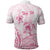 Personalised Polynesia Breast Cancer Awareness Polo Shirt No One Fights Alone Turtle Ribbon - White Version