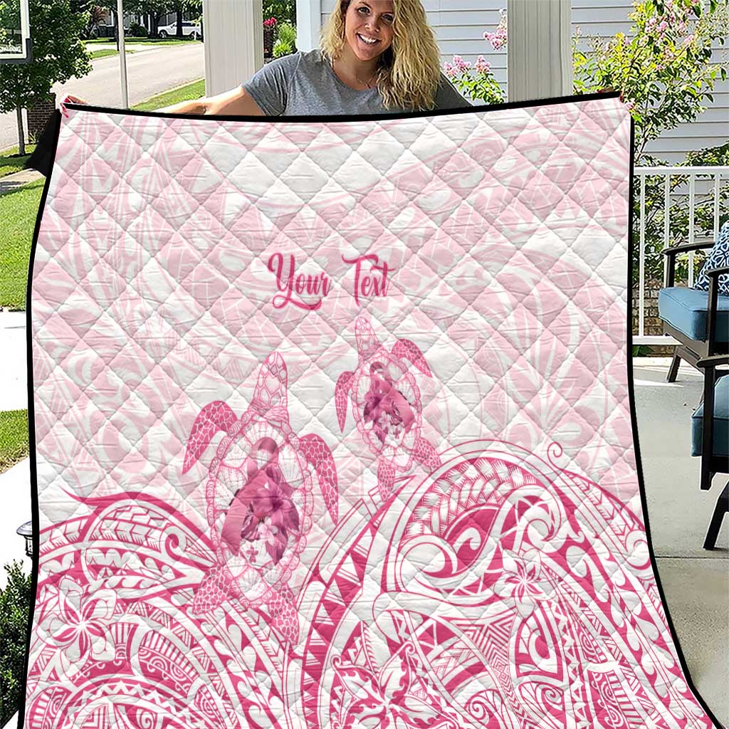Personalised Polynesia Breast Cancer Awareness Quilt No One Fights Alone Turtle Ribbon - White Version LT14 White - Polynesian Pride