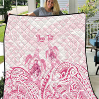 Personalised Polynesia Breast Cancer Awareness Quilt No One Fights Alone Turtle Ribbon - White Version LT14 White - Polynesian Pride