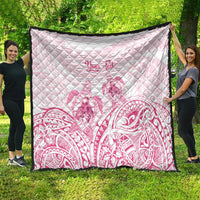 Personalised Polynesia Breast Cancer Awareness Quilt No One Fights Alone Turtle Ribbon - White Version LT14 - Polynesian Pride